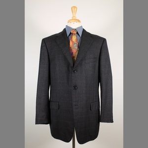 #ErmenegildoZegna 44R Gray Check Sport Coat 79-F